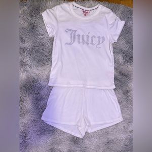 Women’s Juicy couture white rhinestone pajama set. Size medium